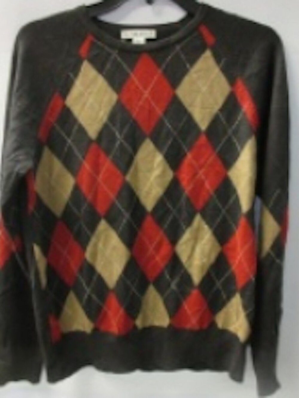 Pendleton Merino Wool Brown Argyle Long-Sleeve Sweater, Size MEDIUM